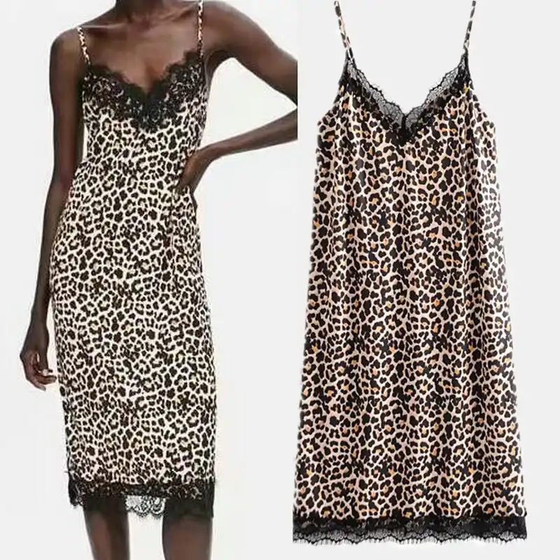 leopard print midi cami dress