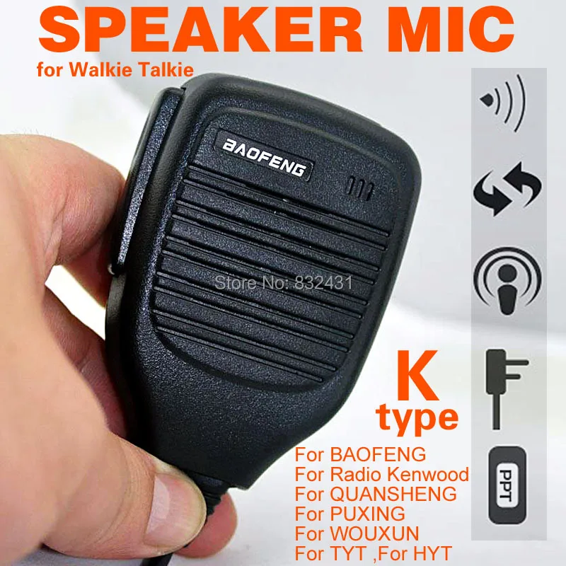 PTT динамик микрофон Микрофон для Kenwood QUANSHENG PUXING WOUXUN TYT HYT BAOFENG UV 5R BF 888S рация