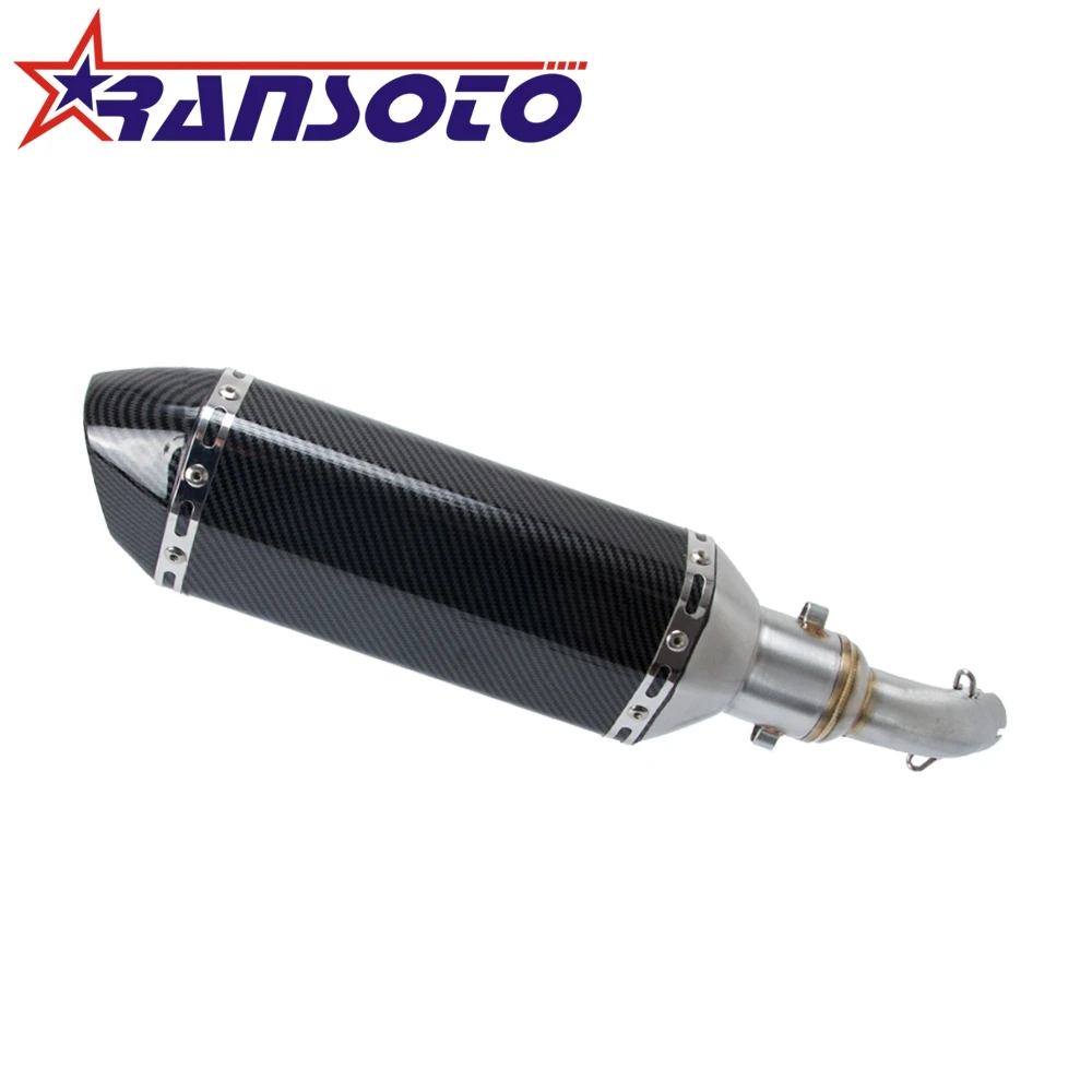 

RANSOTO Motorcycle Exhaust System Slip On Middle Pipe Link Muffler For YAMAHA YZF-R3 YZF R25 R3 2014-2018 MT03 MT-25 2016-2018