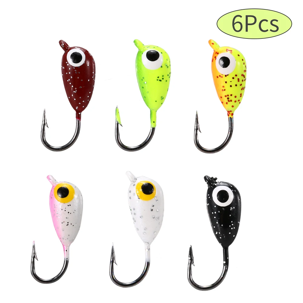 6Pcs/lot Ice Fishing Hook 3 type 1.1g / 1.8g / 2.3g Winter Ice Fishing