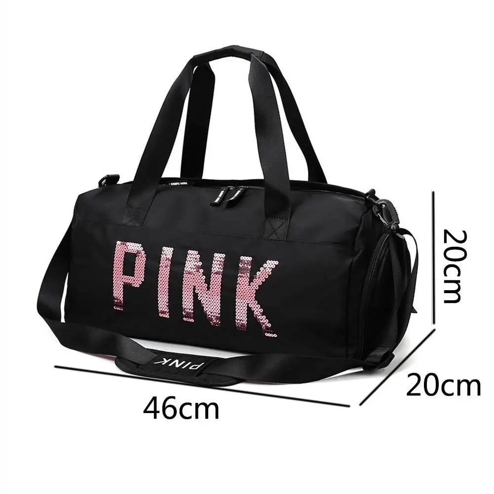 Мужская и Женская водонепроницаемая сумка для занятий фитнесом, дорожная сумка розового цвета с блестками, сумки на плечо, портативная вместительная сумка-мессенджер