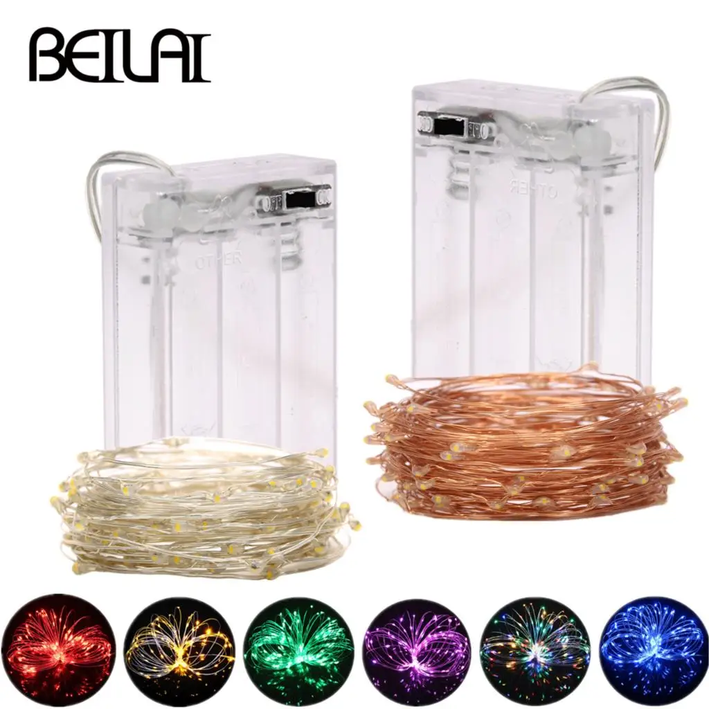 New 2M 5M 10M Copper Silver Wire LED String lights Waterproof Holiday lighting For Fairy Christmas Tree Wedding Party Decoration