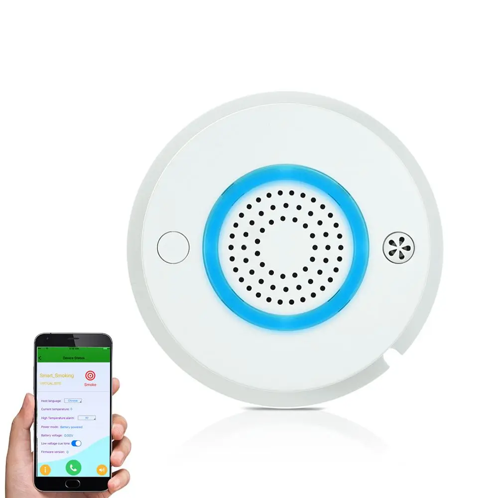 

Smart WIFI + APP Fire Smoke & Temperature Sensor Wireless Smoke Temperature Detector Home Security Alarm System