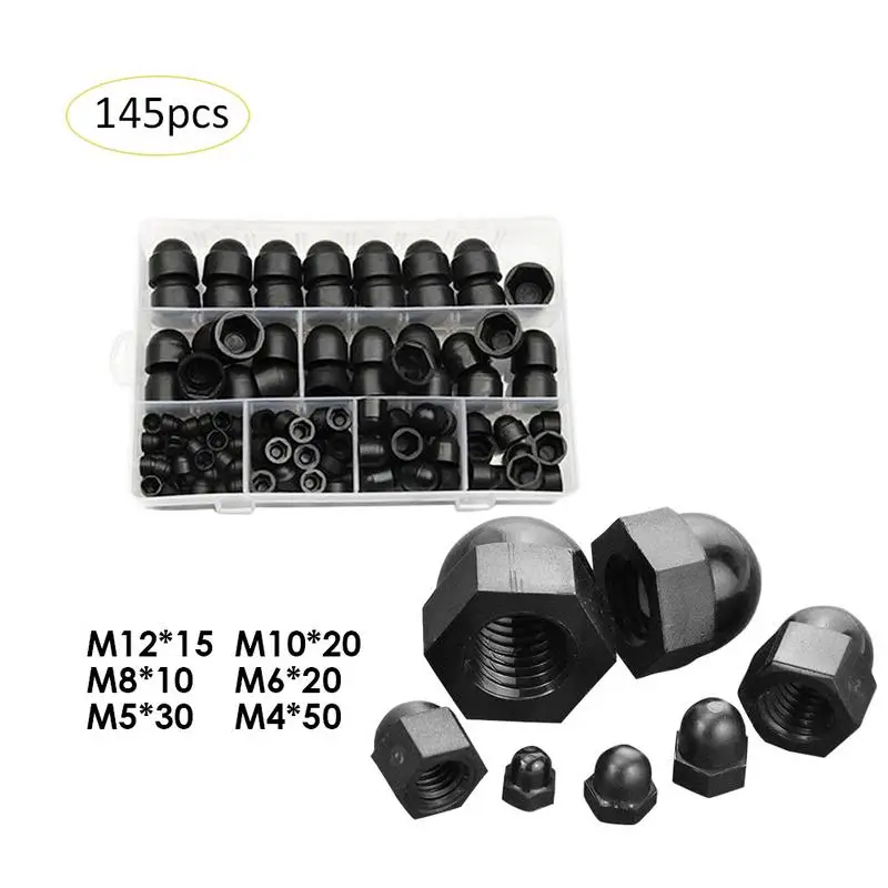 Black M8-10 caps Bolt Nut Domed Cover Caps Plastic 