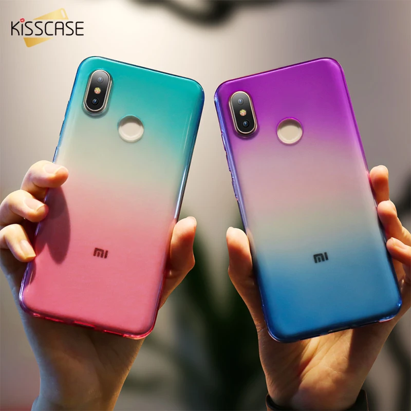 

KISSCASE Colorful Gradient Silicone Phone Cases For Xiaomi Mi 8 SE Redmi Note 4 4X 5 5A Case For Redmi 5 Plus Back Cover Shell