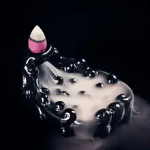 Обратный Ладан дыма водопад Ладан держатель горелки Керамика горная река ремесленных Ладан держатель курильница с обратным потоком