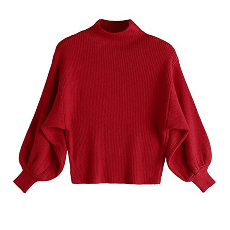 

Korea Fashion Batwing sleeve Sweater Solid Color bubble Cuff Knitting women Pullover Kardigany Damskie ey*