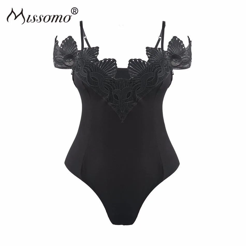 Missomo Top Streetwear Women Sexy Overall Lace Bodysuit Transparent