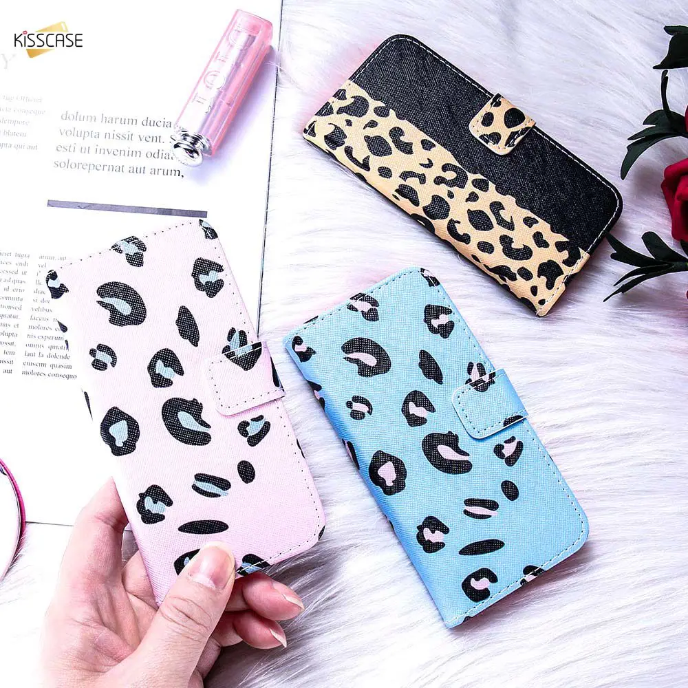KISSCASE ليوبارد منقوشة حقيبة لهاتف سامسونج S10 زائد S8 S9 S7 حافة A7 A8 A6 A9 2018 A3 A5 2017 Note8 9 محفظة طي جلدية غطاء