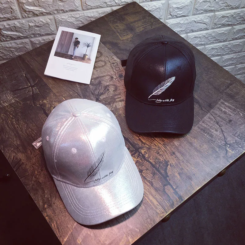 

Feather Sequins Brim Silk Baseball Caps 2019 New Summer Female Shine Snapback Hats Fashion Hip Hop Hat Men Women's Cap