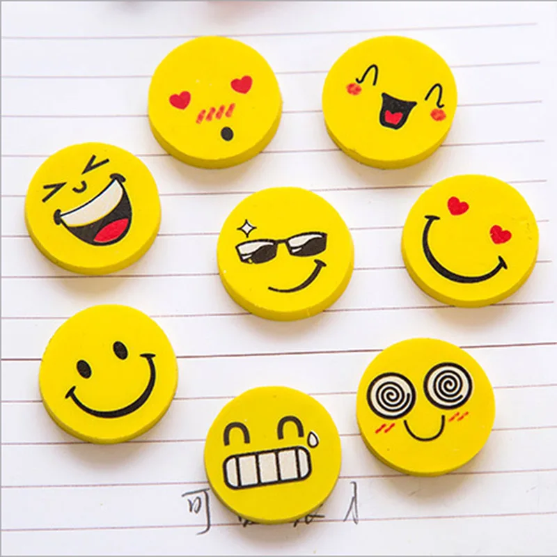 4 Pcs Lot 1 Bag Cute Erasers Kawaii Smiley Rubber