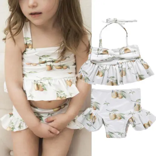 Модный милый бикини для маленьких девочек 1-6 лет купальный костюм из 2 предметов