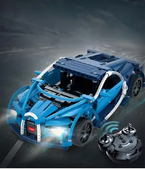 

Blue High Simulation Modeling Sports Theme Building Blocks Remote Control Car