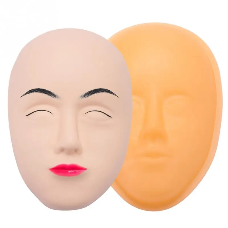 

2 Types Tattoo Practice Permanent Makeup Microblading Eyebrow Lip Training Silicone Practice Skin Face for Tattoo Beginner Tool