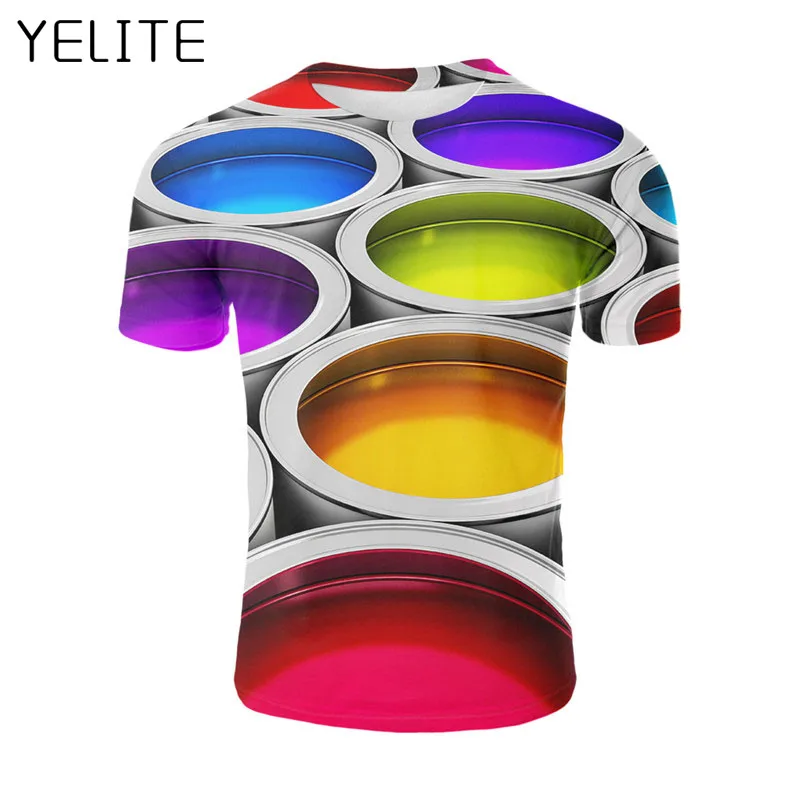 

YELITE T-Shirt Watercolor dye painting 3D Print T-Shirt Funny Short Slevee T shirt Tees Colourful shirt Tops 2019 Newset Shoes