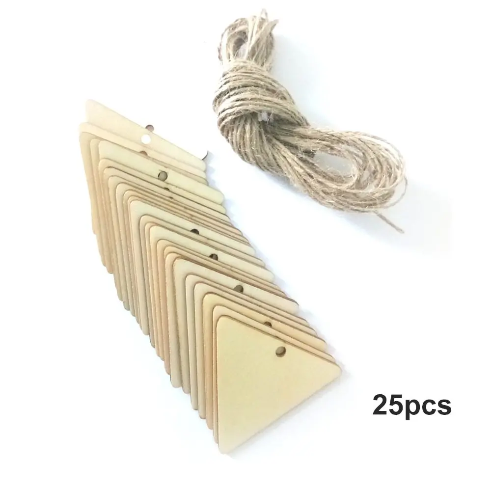 

25pcs/set Wood Planks Tags Wooden Hanging Tag Labels Logo Sign Sheet DIY Engraving Crafts Wedding Decoration Gift Tags with Rope