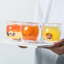 Симпатичные чашки прозрачный двусторонний Слои контейнер для молока Семья вечерние украшения Кофе напитков чашки для бара друг на день рождения