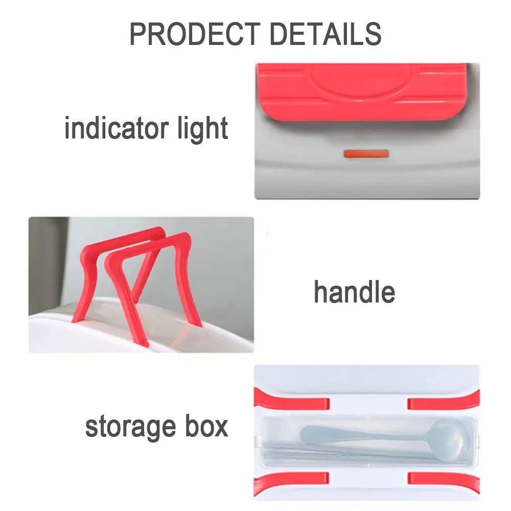  Lunch Box Portable Electric Heating Lunch Warmer Box with Removable Stainless Steel Container Food 