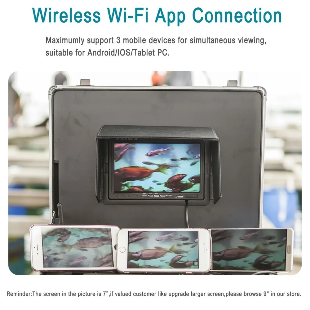 Рыболокатор SYANSPAN 9 ''с Wi Fi видеокамера записывающая серия HD 1000TVL подводная