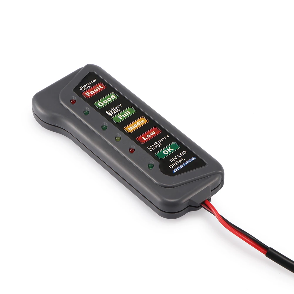 

Car Battery Tester Digital Capacity Tester Checker For 12V Battery Power Supply Tester Measuring Instrument 6 LED light Display