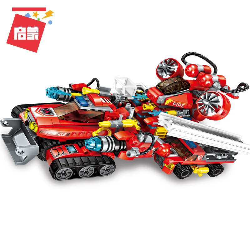 

Enlightenment Limit Rescue Vehicle Fireing Fighting Series 8-in-1 Children's Assembling Puzzle Transformed Volume Wood Toys