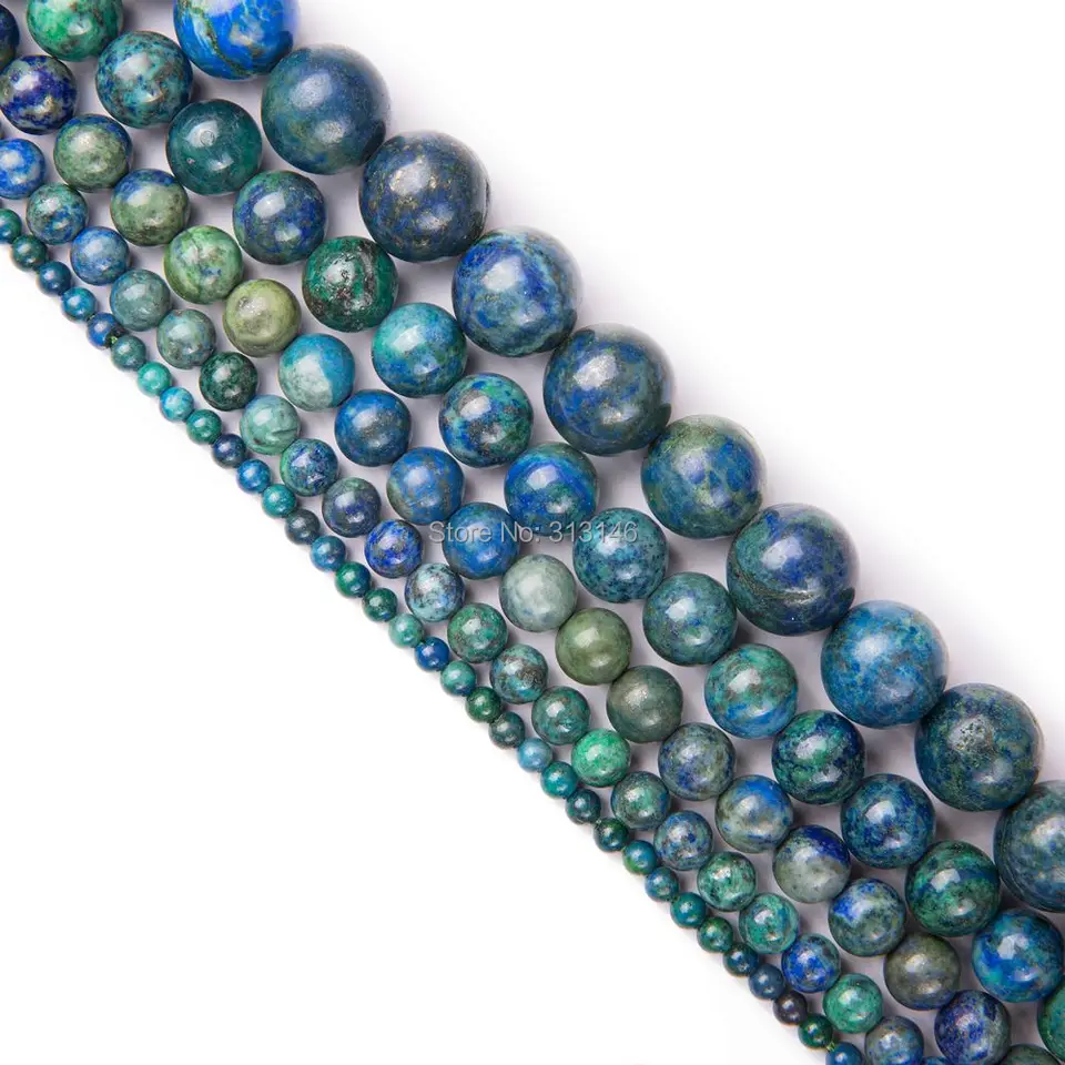 6//8//10mm Faceted Azurite Chrysocolla Gemstones Round Loose Beads 15/" Strand