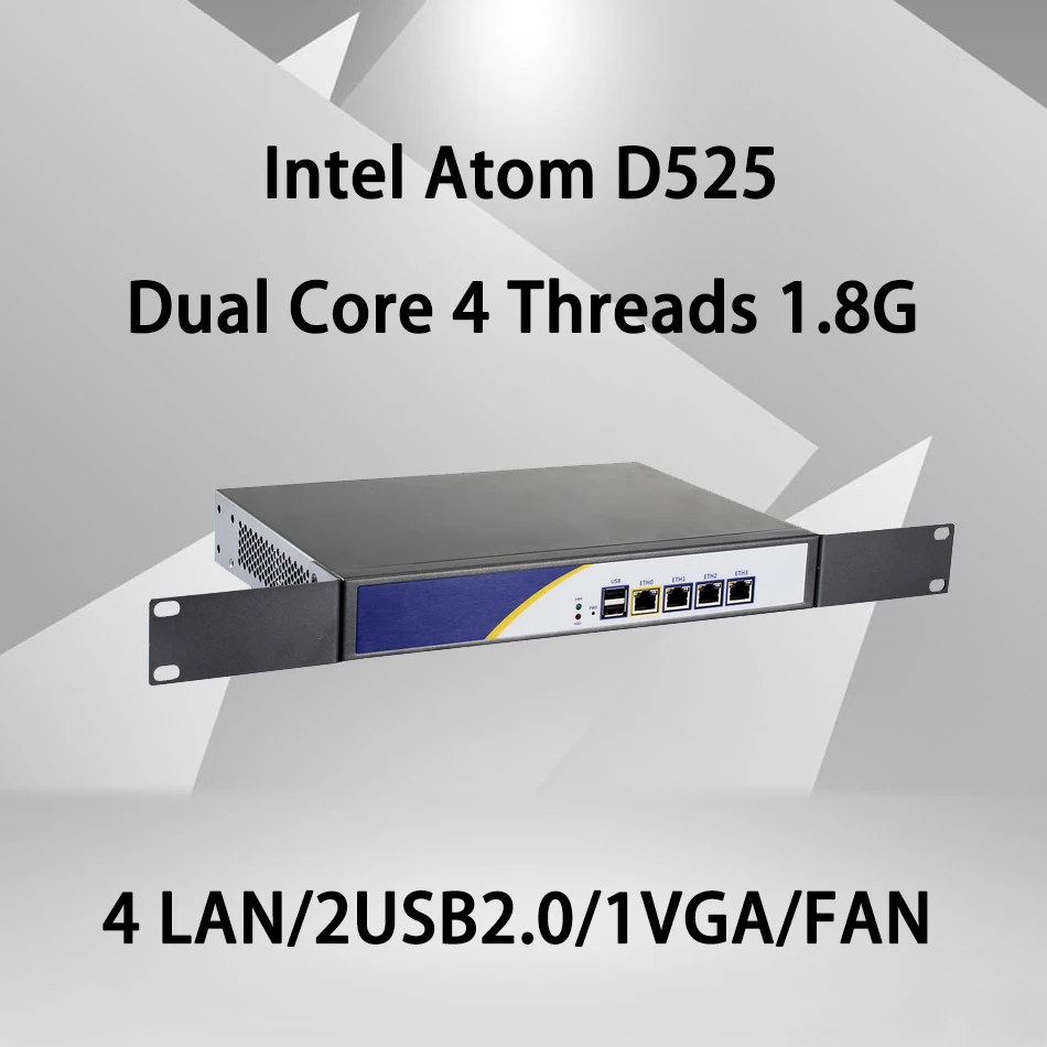 

Firewall Mikrotik Pfsense VPN Network Security Appliance Router PC Intel Atom D525,[HUNSN RS01],(4LAN/2USB2.0/1VGA/FAN)