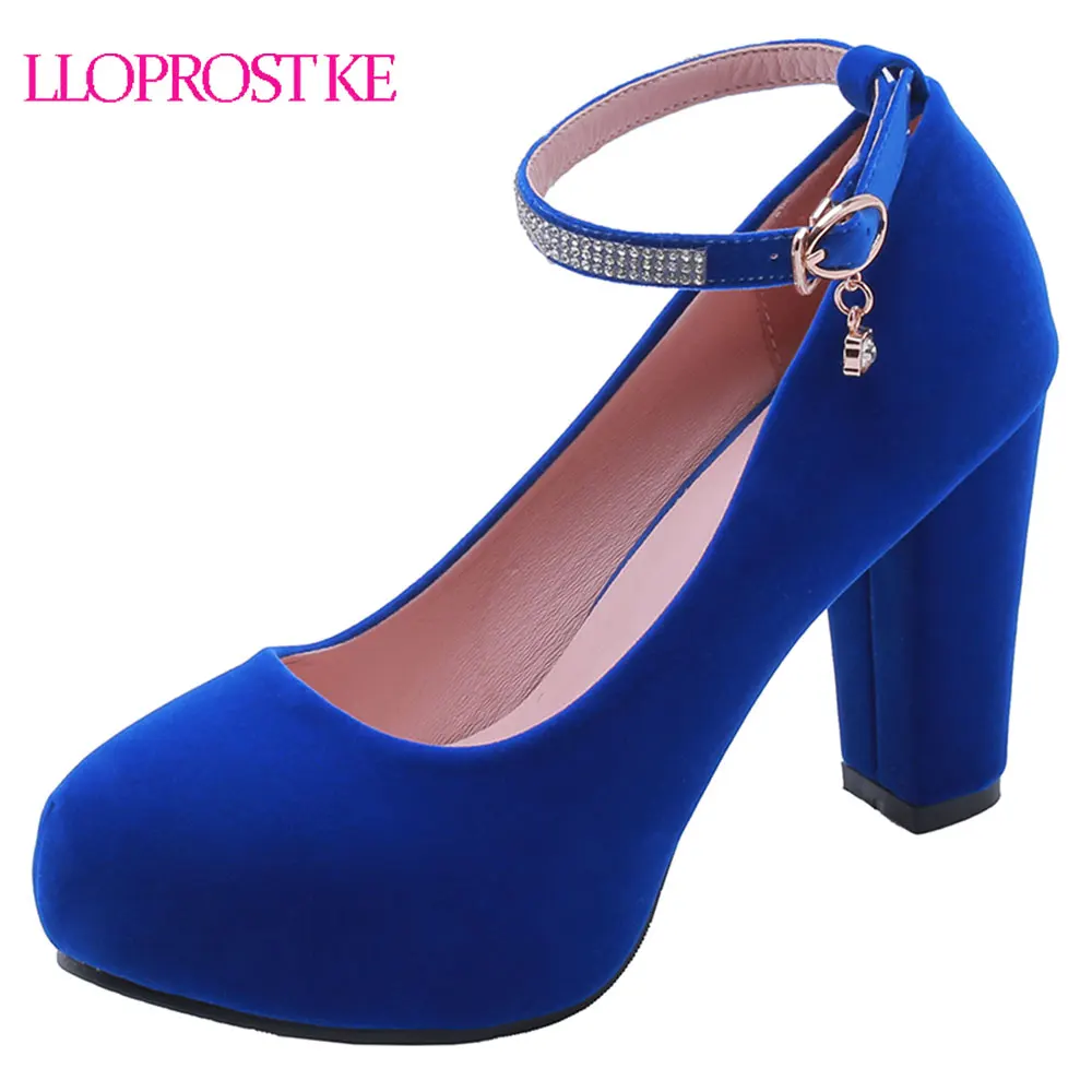 Lloprost ke Spring Women Ankle Strap Dress Shoes High Heels Shoes Platform Pumps Black Lady Shoes Thick Heels zapatos mujer D979