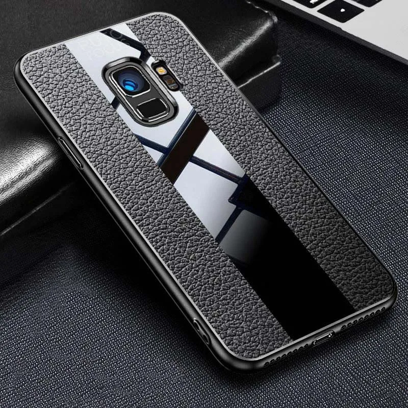 Задняя крышка для Samsung S9 Plus Note 8 9 роскошный акриловый чехол из мягкого ТПУ ПУ кожи