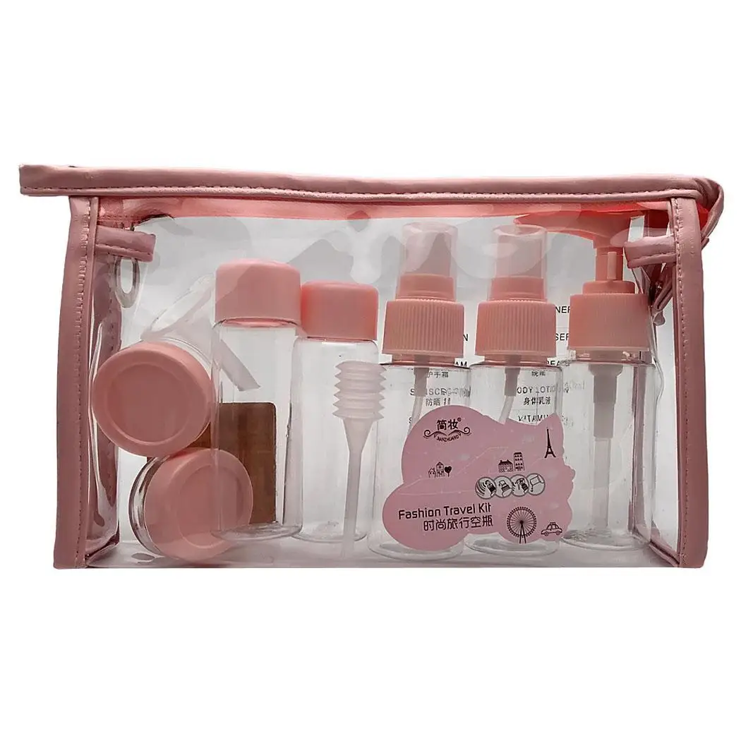 

11PCS Portable Mini Cosmetics Refillable Bottles China Liquid Containers Travel Blue, Pink
