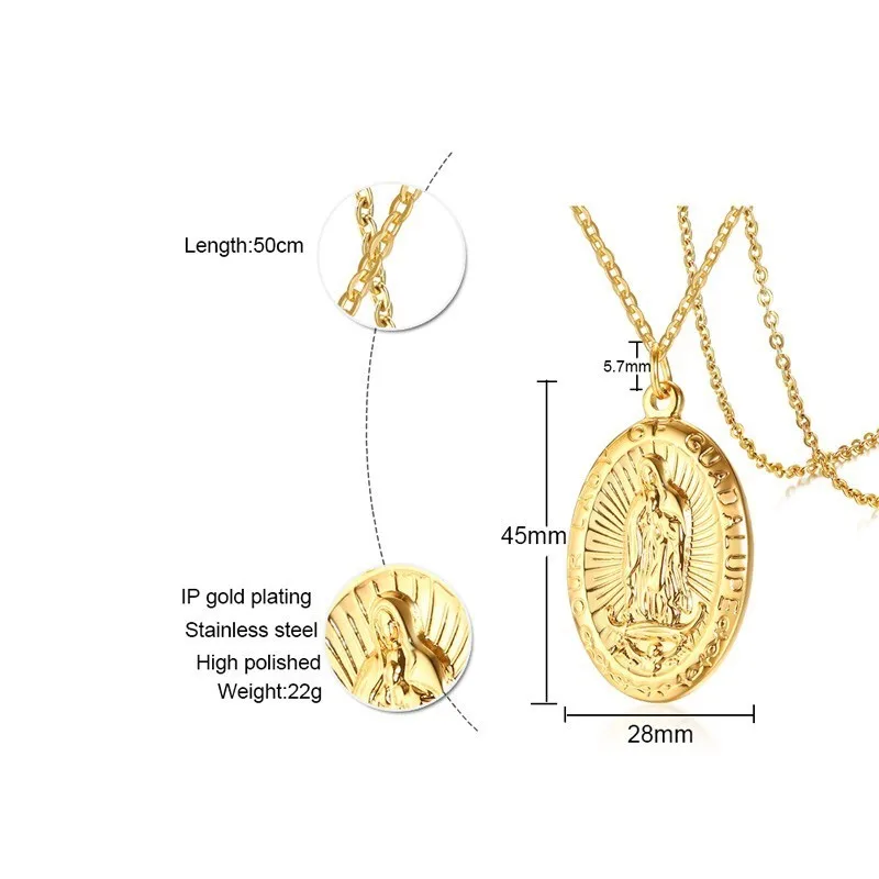 Чудесная Мадонна Мужская подвеска ожерелье из нержавеющей стали в золотых цветах мужские подарки Христос