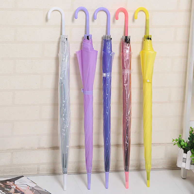

New Rainbow Color Portable Fashion Transparent Clear Rain Umbrella Parasol PVC Dome for Wedding Party Favor