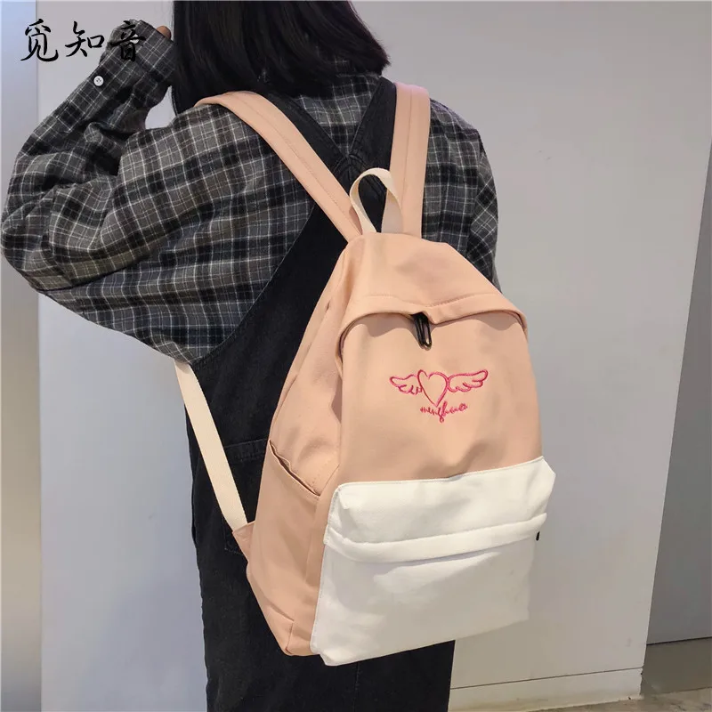 Модные панелями тканевый женский рюкзак милые вышитая сумка Mochila рюкзаки для студентов книжный Рюкзак Школьный Сумки