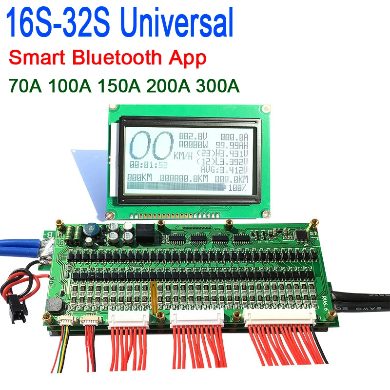 Smart BMS Bluetooth 8S-24S 300A 200A 150A 70A Lithium Battery Protection Board Balance Lipo Li-ion lifepo4 10S 13S 14S 16S 20S