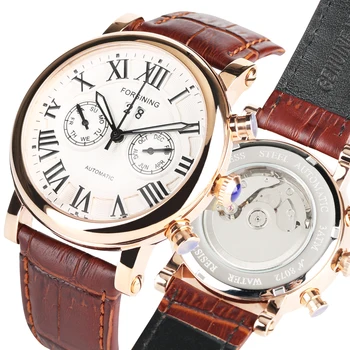 

Chronograph Watch Automatic Self-wind Mechanical Watches Roman Numerals with Calendar Men Sport Clock Business Watch Male Gifts