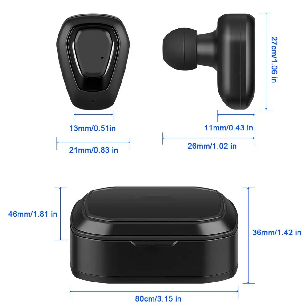 TWS Wireless Earbuds Headset Bluetooth In Ear Stereo Noise Cancelling for Samsung IOS iPhone Huawei P30 P20Pro Lite