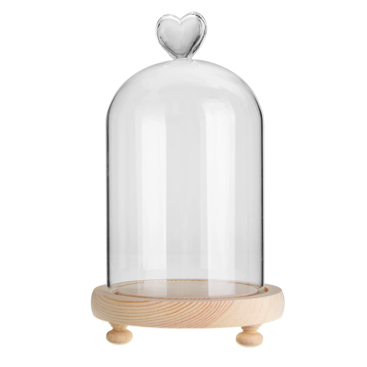 

NHBR-1Pc 10x18cm Wooden Ball Plus Love And Glass Cover Glass Vase Home Decoration Glass Cover
