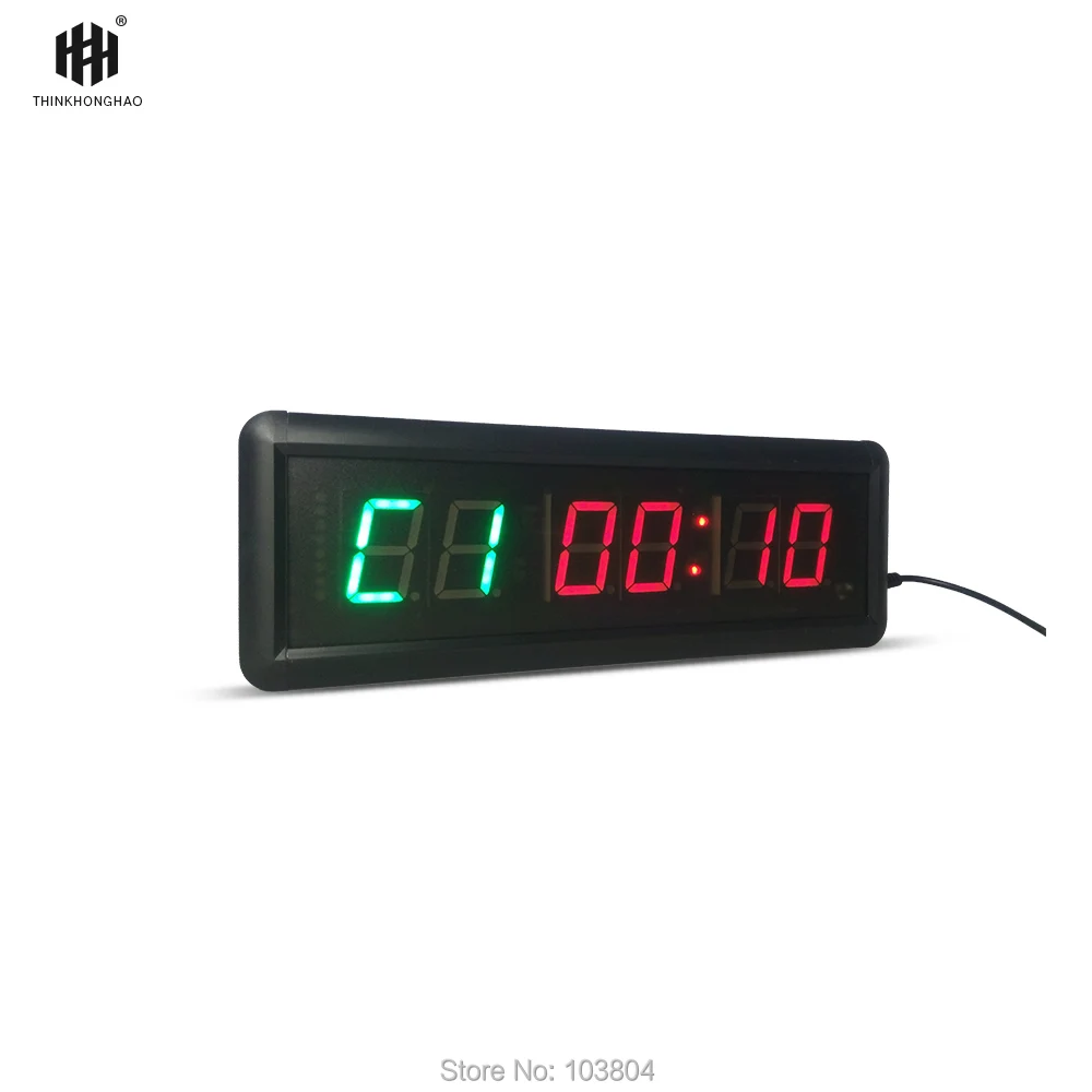 1,5 дюймов 6 цифр светодиодный Таймер бокс тренажерный зал Кроссфит Табата съемом интервал программируемый таймер обратного отсчета/UP stopwath часы реального времени