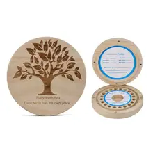 Детские Лиственные круглая коробка детские зубы Детские волосы коллекции коробка для хранения деревянный молочные зубы коллекцией коробочка для молочных зубов