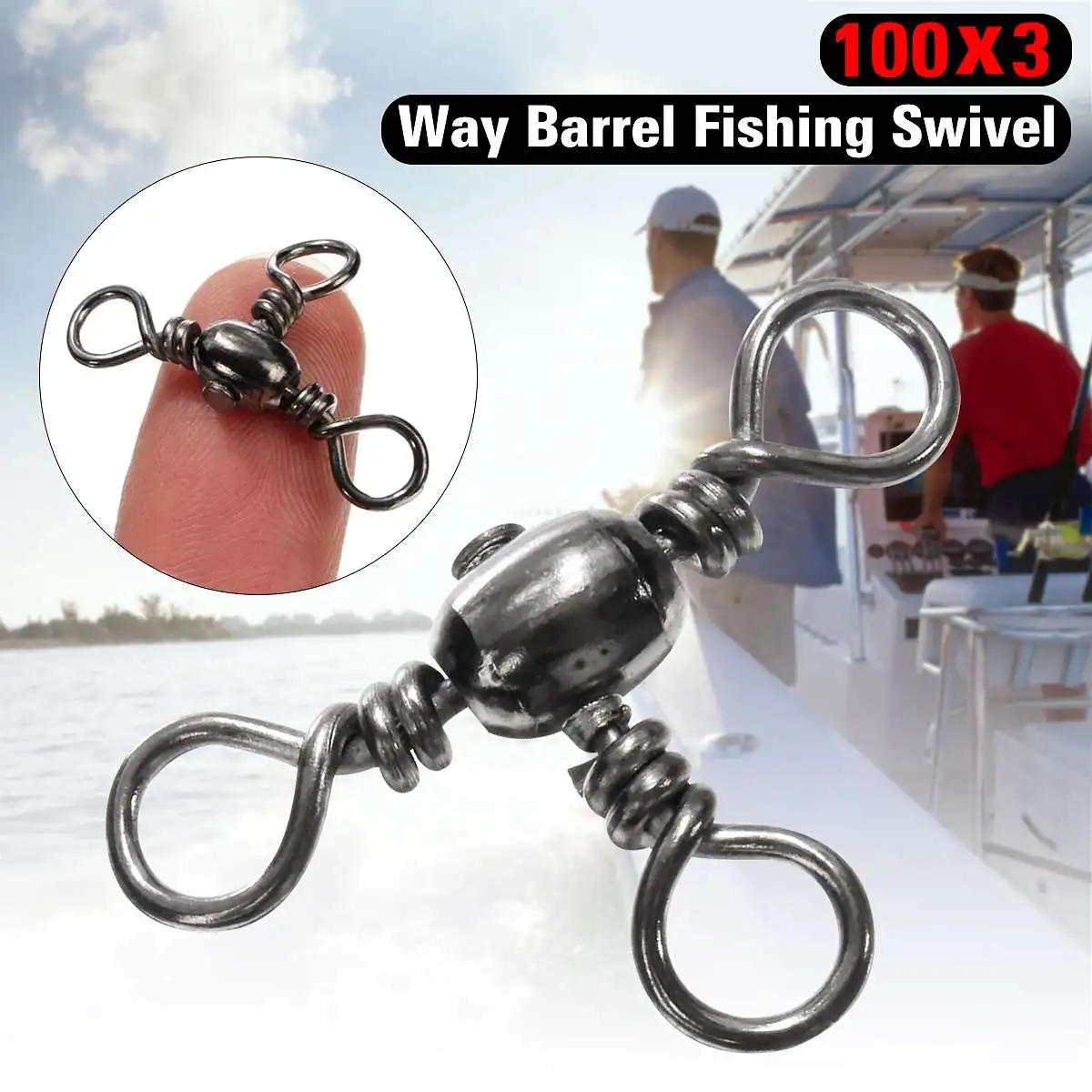 

100 Pcs 3 Way Barrel Cross Line Fishing Swivel With Solid Ring Brass Fishing Hook Line Connector Fishing Accessories