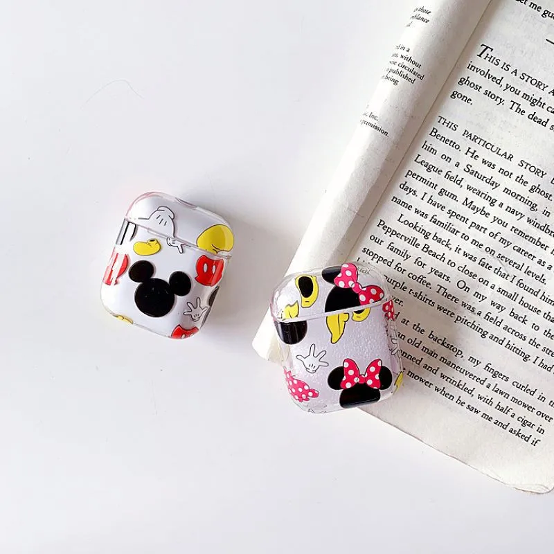 

Cartoon Transparent earphone case For apple airpods Charging Box Mickey Minnie Plastic wireless Cover Bag protective hard Cases