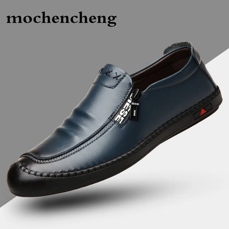 

Genuine Leather Shoes Men Casual Brand Footwear Non-slip Thick Sole Fashion Male High Quality Cowhide Loafers Sewing Male Shoes
