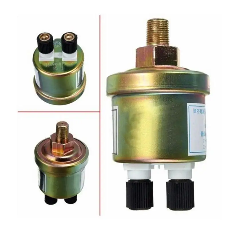 

1/8 NPT Engine Oil Pressure Sensor Gauge Sender Switch Sending Unit 80x40mm Engine Oil Pressure Alarm Gold Metal
