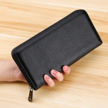 

High-capacity Genuine Leather Card Holders Womens Wallet Long Clutch Bags Money Pocket Fashion Female Phone Pockets Coin Purse