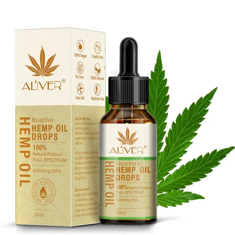 

Essential Oil Organic Hemp Oil Drops Relieve Stress Skin Facial Body Care Anti Anxiety Sleeping Improving Massage Oil 30ml