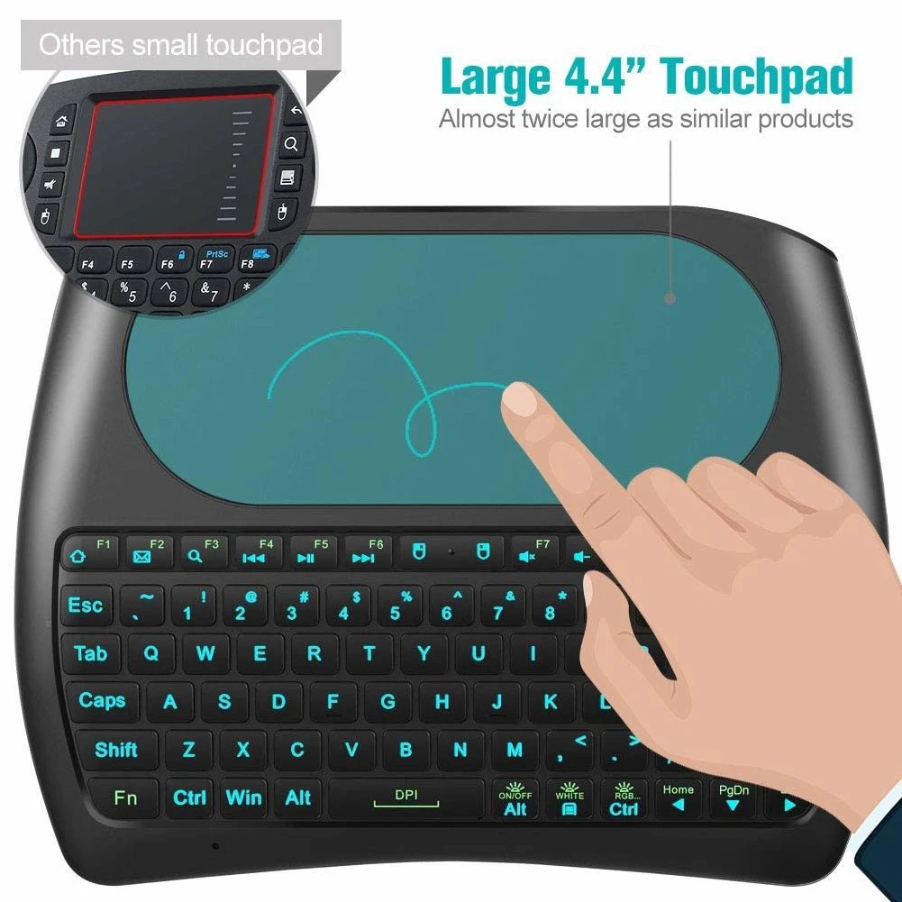 

D8 Touchpad Color Backlit Mini Keyboard Air Fly Mouse 79 Keys Plug And Play Multimedia Wireless Keyboard Touch Pad Mouse #18