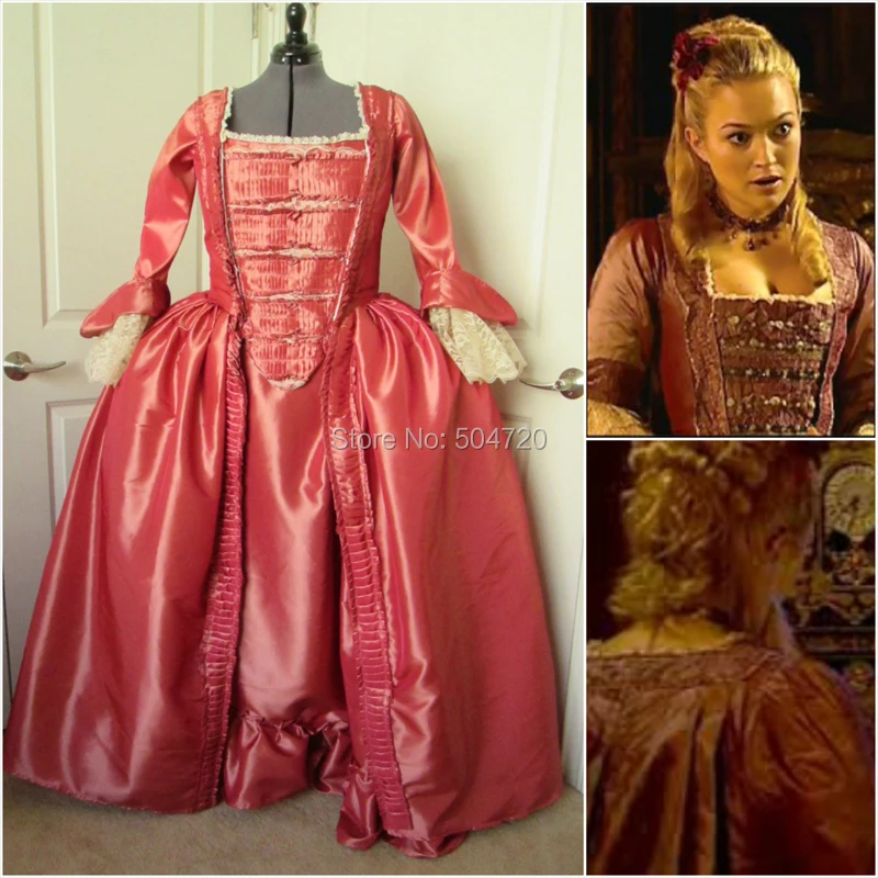 

Tailored!Elegant Pink sleeves TV Theatre Duchess Queen Marie Antoinette Period Masquerade Theatre Civil war Gown dress HL-509