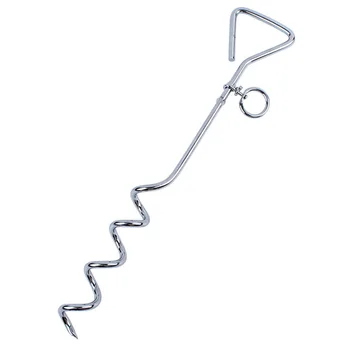 

Pet Dog Tie Out Stainless Stake 16" Spiral Anchor Tie Out with No Tangle Metal Ring Outdoor Pet Accessories Dog Products