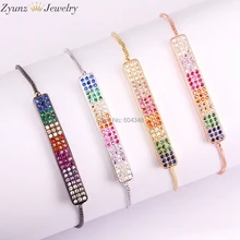 10 шт Радуга cz бар браслет для леди Женская мода jewelry Разноцветные разных цветов с фианитами в микро-паве бар простой браслет