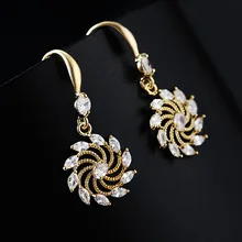 Boucles d'oreilles à la mode en cristal couleur argent tournesol zircon cubique plante boucles d'oreilles Vintage pour Momen et filles bijoux de mode